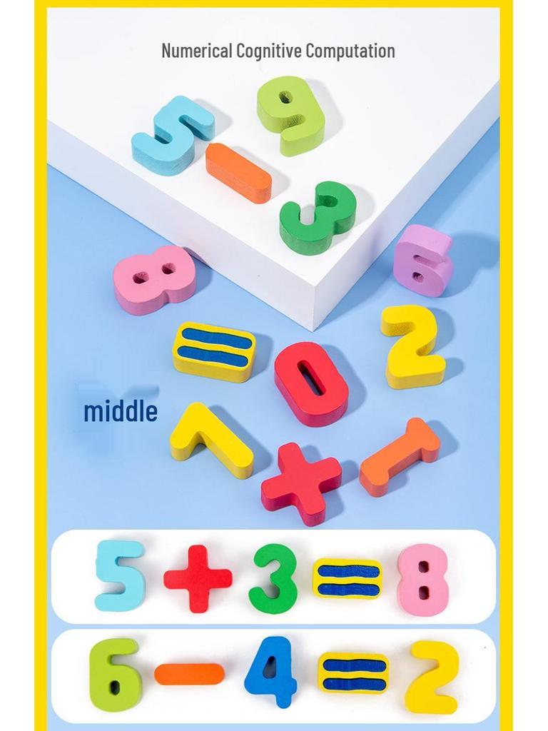 Children's Multifunctional Montessori Learning Board - Fruit Numbers & Building Blocks Puzzle Toy