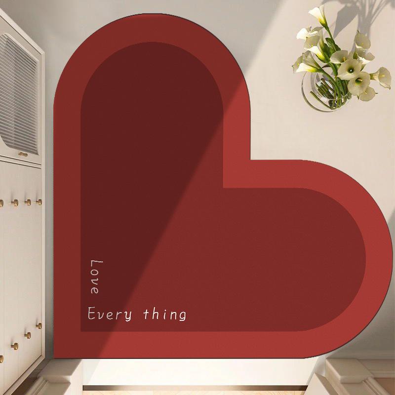 Heart-shaped Kitchen Bathroom Floor Mat Toilet Strong Absorbent Non-slip Foot Mat Diatom Mud Dirty Can Be Wiped Clean