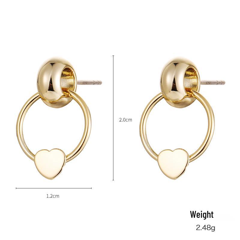 S925 Silver Needle Women's Heart & Round Stud Earrings - Cute Mini Ear Drops