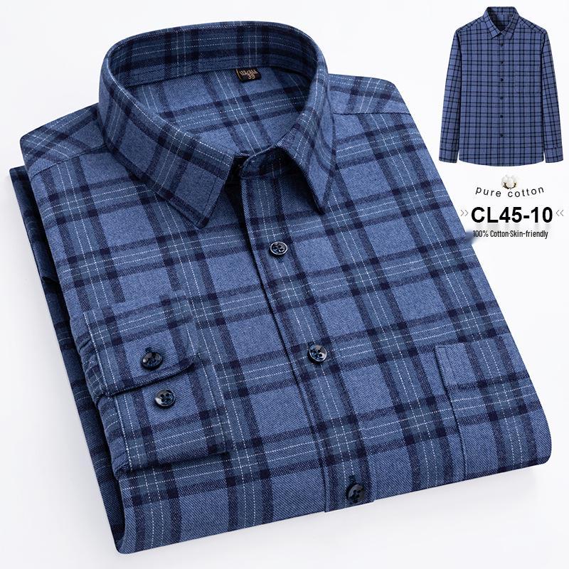Camicia a maniche lunghe a quadri da uomo taglie forti in puro cotone (Taglie 38-46) - Abbigliamento Casual Business Autunnale