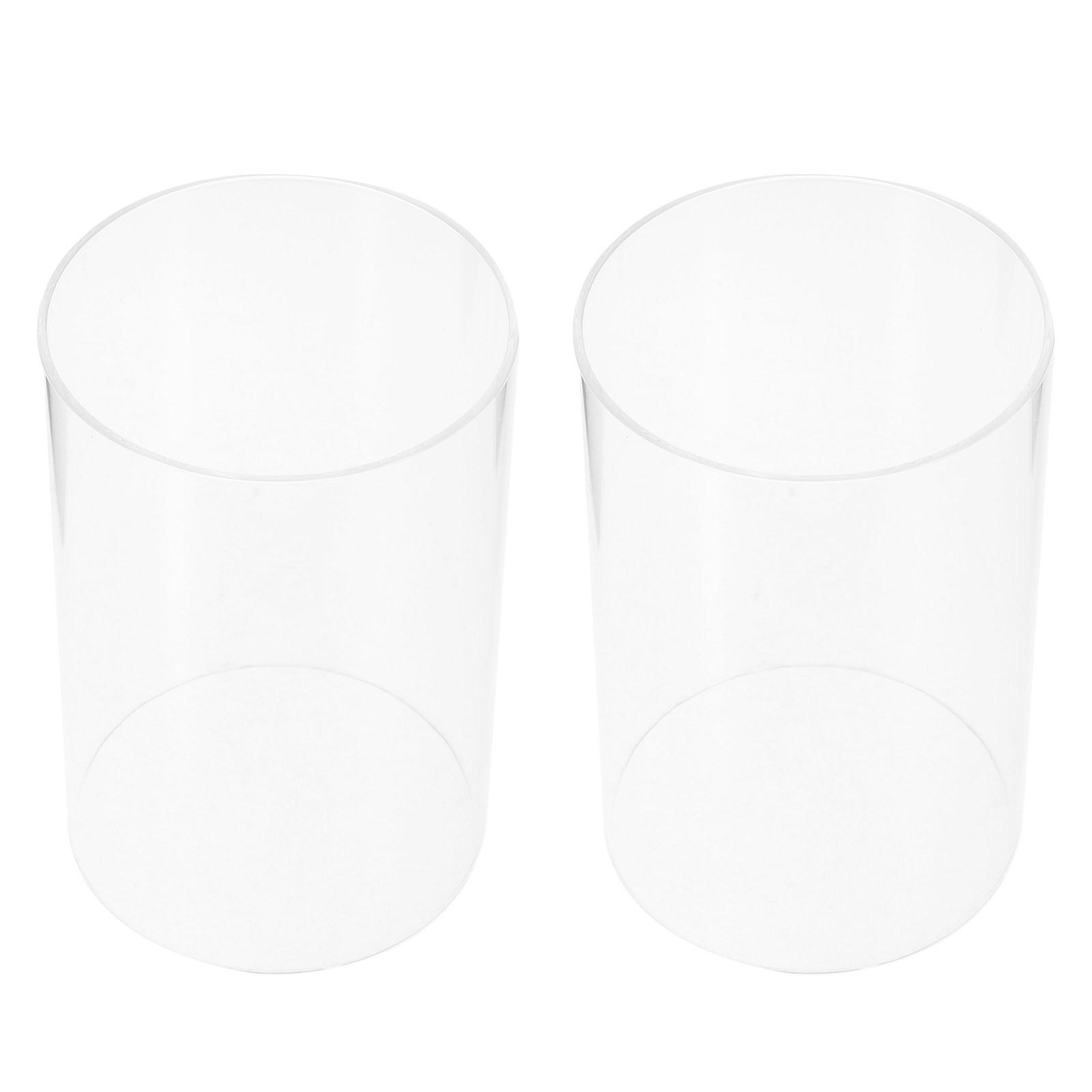 

2Pcs Clear Glass Cylinder Holder Open Ended Cover for Pillar Candles Home Decor Stylish 15x7cm
