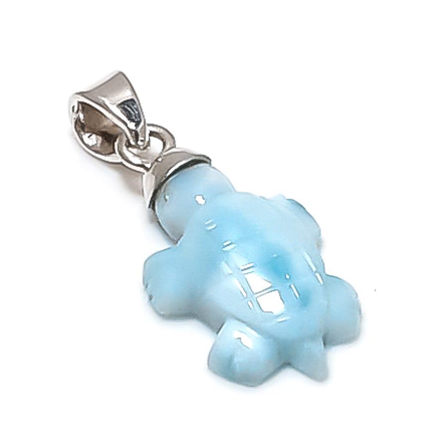 

Natural Larimar Gemstone Handmade 925 Sterling Silver Jewelry Pendant 1.14 c0m73