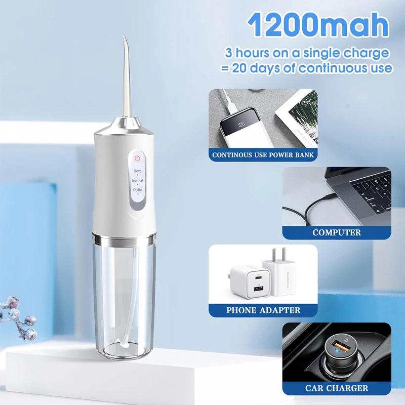 220ml Portable Dental Irrigator Sonic Electric Tooth Tartar Stain Remover - Oral Hygiene Teeth Cleaning Tool