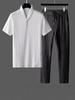 Men's Summer High-End Sporty Fashion Two-Piece Set: Lightweight Short Sleeve and Pants