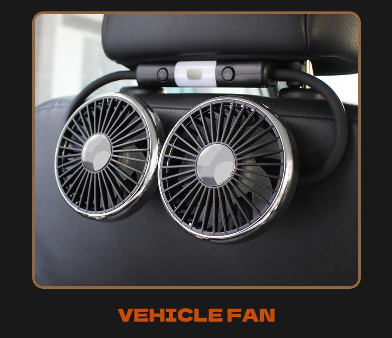 Dual-Head USB Rear Seat Fan for Car Cooling