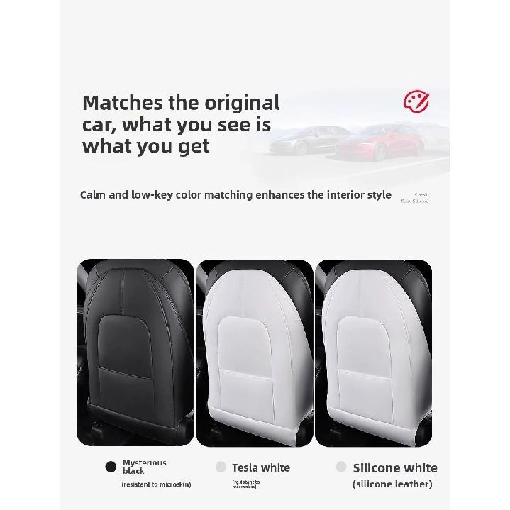 For Tesla Model 3 Y 2Pcs Seat Back Anti Kick Pad Leather Wear-Resistant Anti-Dirty Seat Backrest Protective Mat Car Accessories