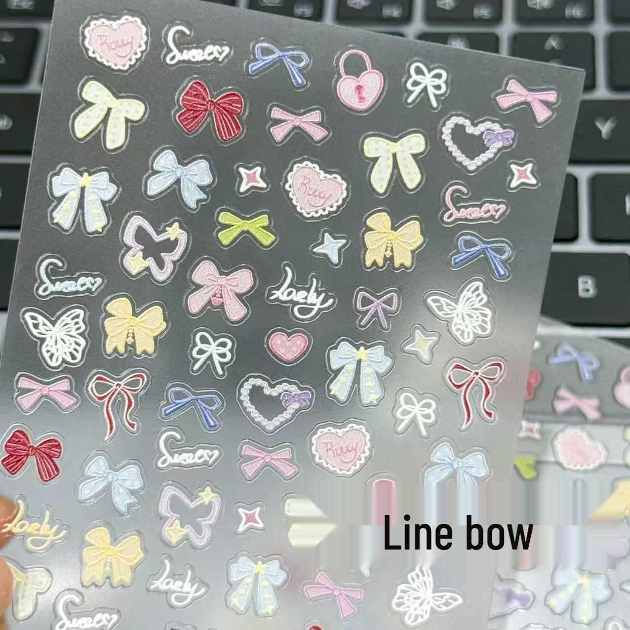 Colorful 3D Graffiti Bow Embossed Nail Stickers