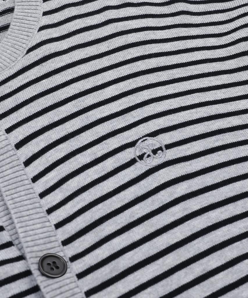 XTONZ Xtk182 Round Stripe Crop Cardigan (Gray)