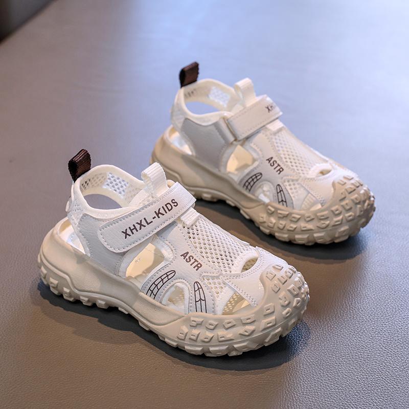 Girls' Closed-Toe Sport Sandals, Breathable Mesh Non-Slip Summer Shoes for Kids, Adjustable Strap Hiking Beach Sandals