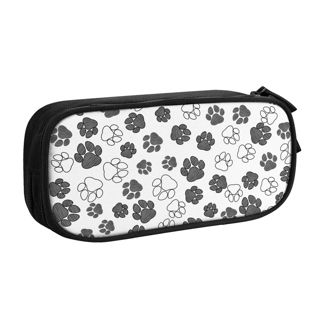 Dog Paw Print Pencil Cases New Pen Holder Bag Student Students School Zipper Pencil Pouch