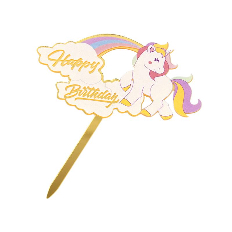 Acrylic Cake Topper Happy Birthday Cake Decorations For Baby Shower Mermaid Unicorn Party Supplies Wedding Dessert