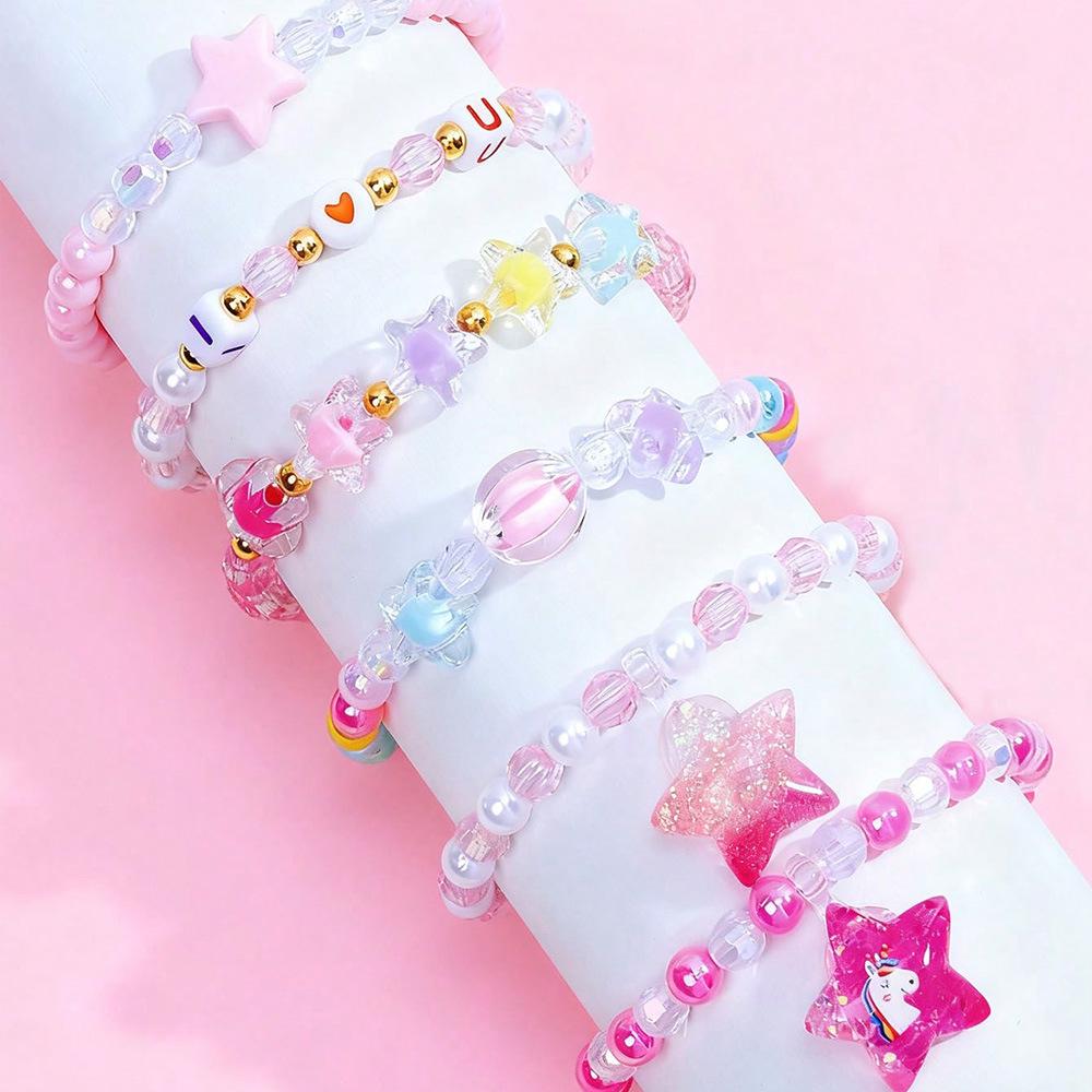 Conjunto Elegante de Pulseira com Pingente de Unicórnio para Meninas