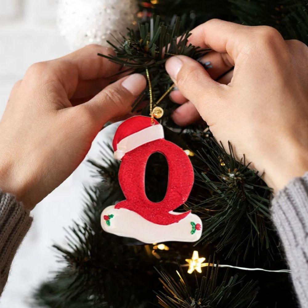 26 Letters Christmas Wishing Tree Pendant A-Z Xmas Tree Blessing Letter Pendant  DIY Decoration