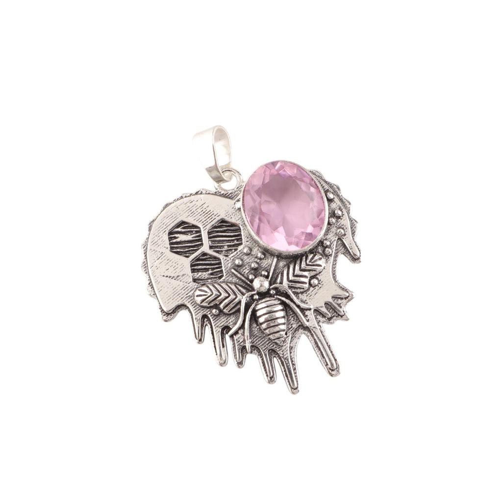 Morganite Gemstone 925 Sterling Silver Jewelry October Birthstone Pendant 1.49" CP-28-11