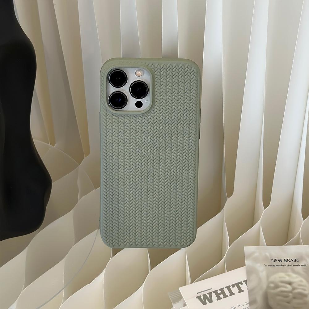 

Skin Texture Woven Pattern for Iphone15 for Apple 16 Mobile Phone Case 14pro High-end 11 Retro X Solid Color 13 Soft 11 6.1