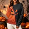 Women's Long Sleeve Halloween Print Neck Sweatshirt, Casual Relaxed Fit Pullover Top