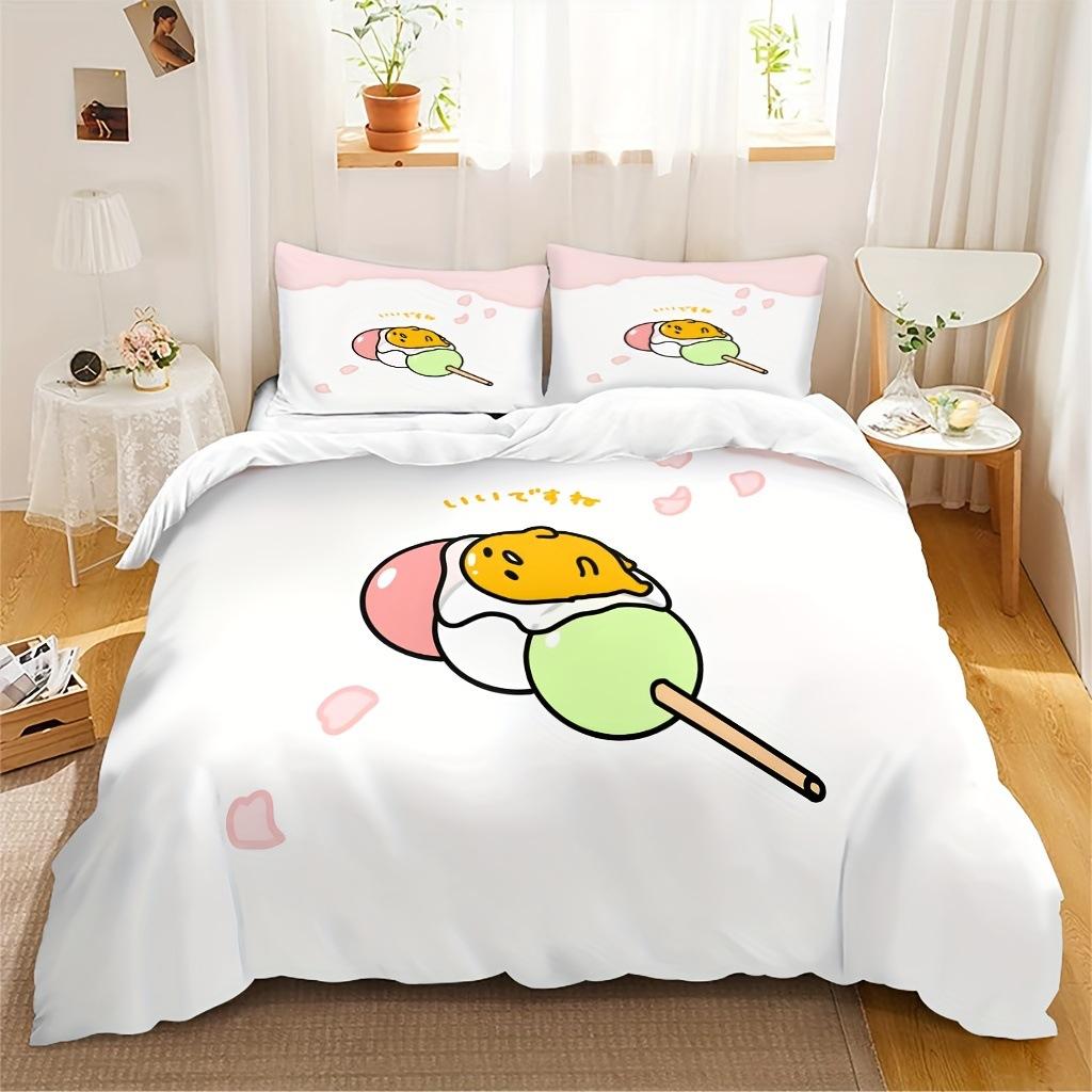 Three-Piece Catering Rice Ball Animation Digital Printing Quilt Pillowcase Bedding