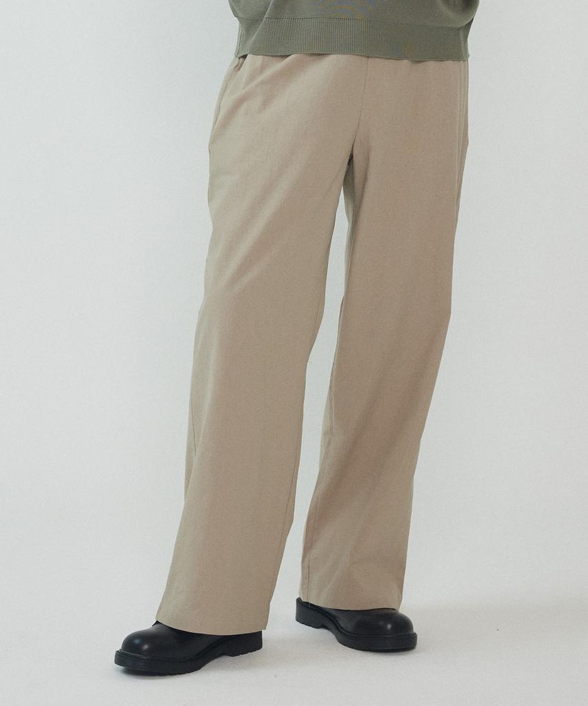 ANALOG MOOD Linen Cotton Semi-Wide Pants (Dark Beige)