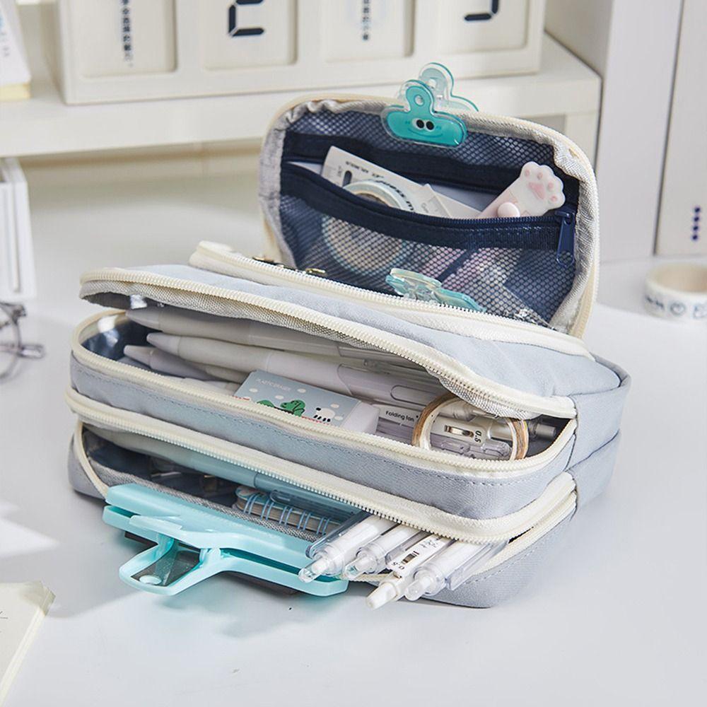 

Сумка для канцелярских принадлежностей для студентов большой емкости, многослойная сумка-карандаш в корейском стиле INS Student