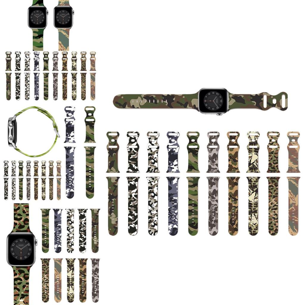 Camouflage Camo Armband für Apple Iwatch 7 6 Se 5 4 3 2 1 Band Stoßfest und Leicht