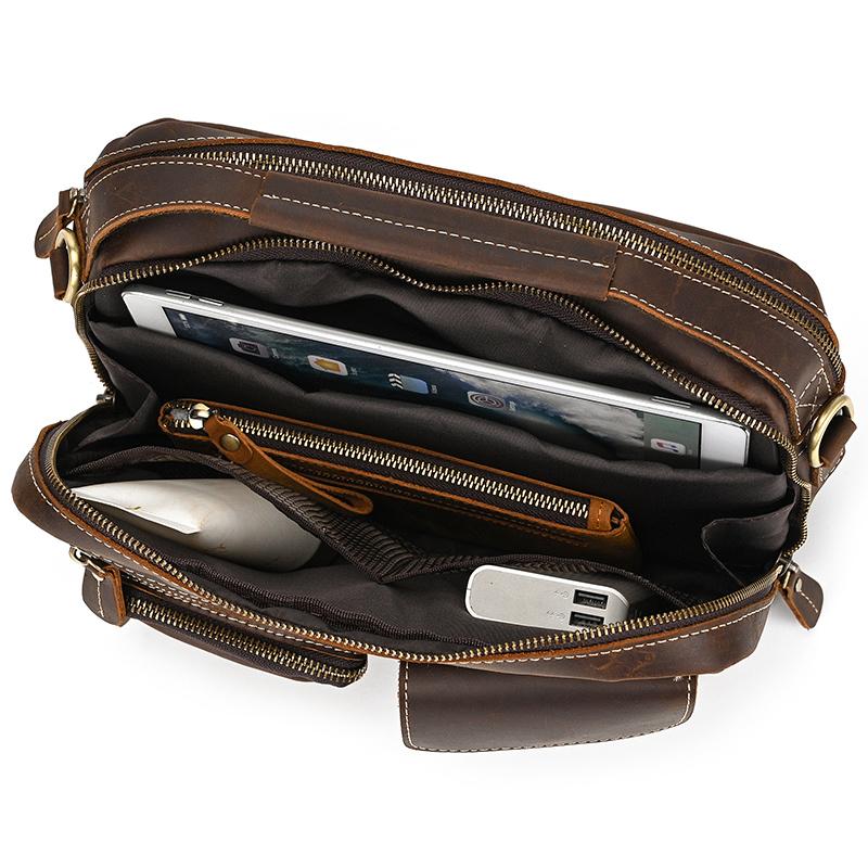 Big Shoulder Bag Genuine Leather Crossbody Bag For Male Retro Fashion Style Men's Messenger Bags Sling Bags With Handle Handbags