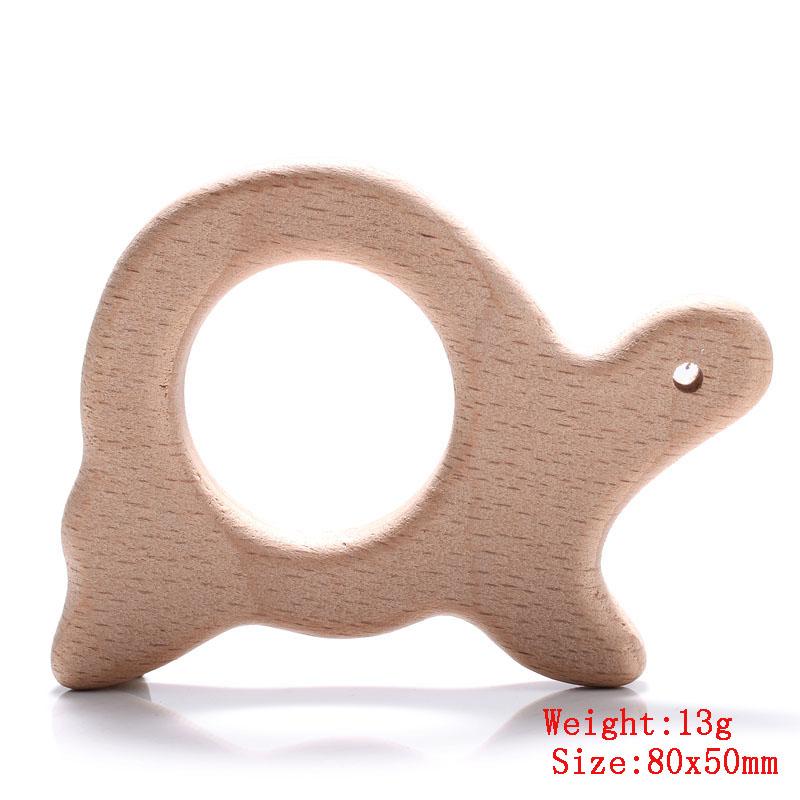 5Pcs/Lot Baby Pacifier Chain Chew Accessories Animal Shape Natural Beech Teething Wooden Teether Pendant Accessories
