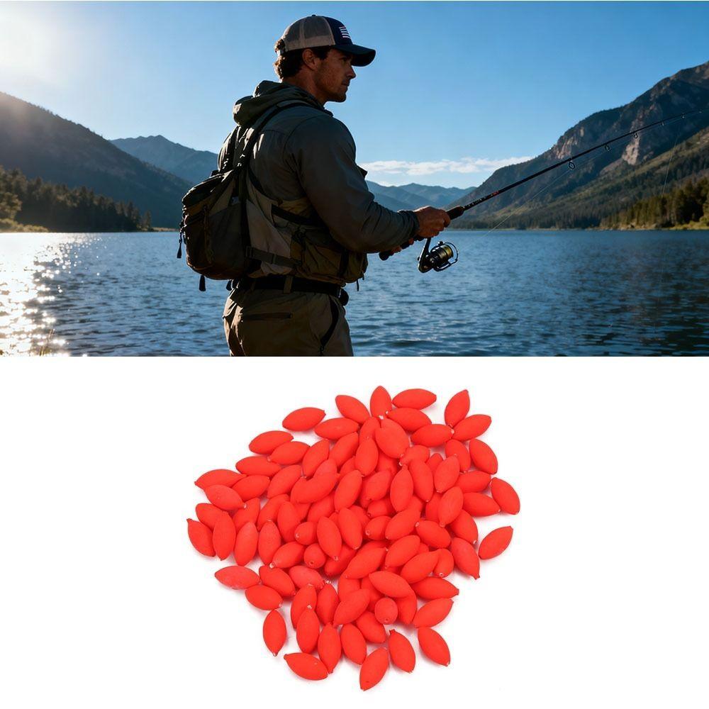 100PCS Two Colors Fishing Strike Indicator Foam Fishing Bobbers Fishing Floats Fishing Tackle
