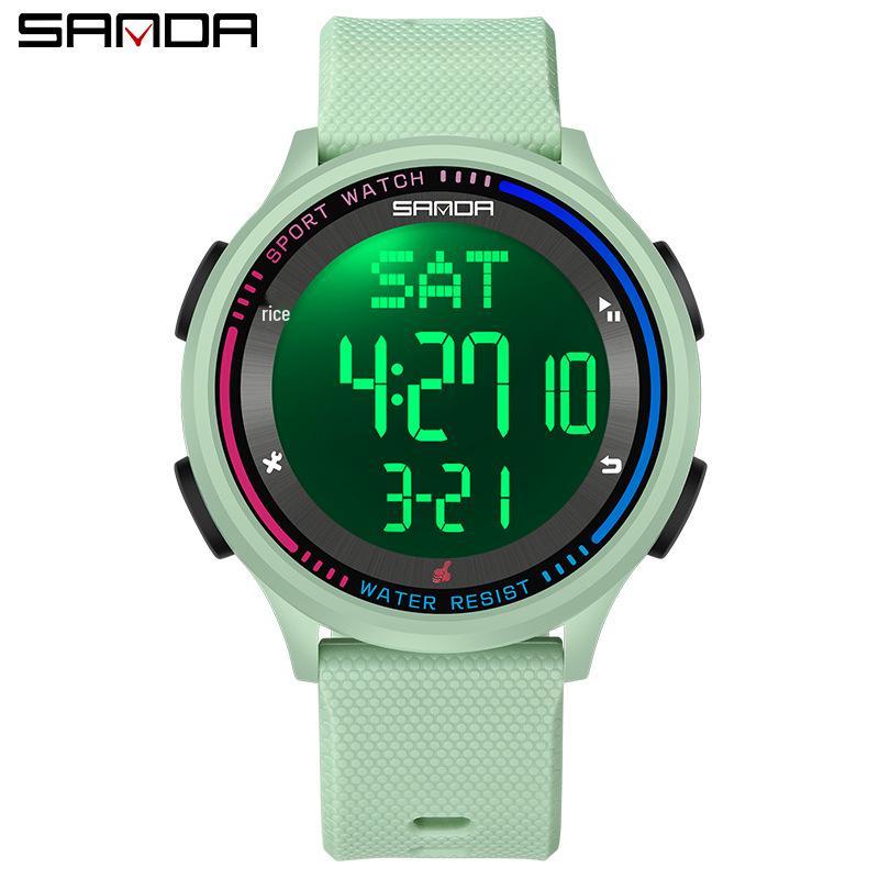 Orologio Sveglia Luminoso Sanda Ultra-Sottile: Elegante, Impermeabile e Multifunzionale con Numeri Grandi per Uomini e Donne