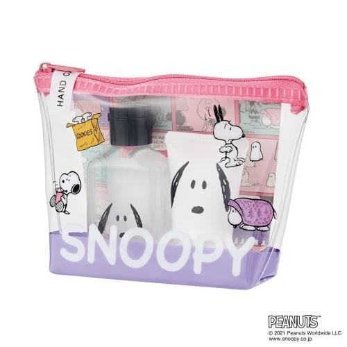 PEANUTS Snoopy Gift with Clear Pouch, Peach Scent (Hand Cream, Hand Soap, SNOOPY)