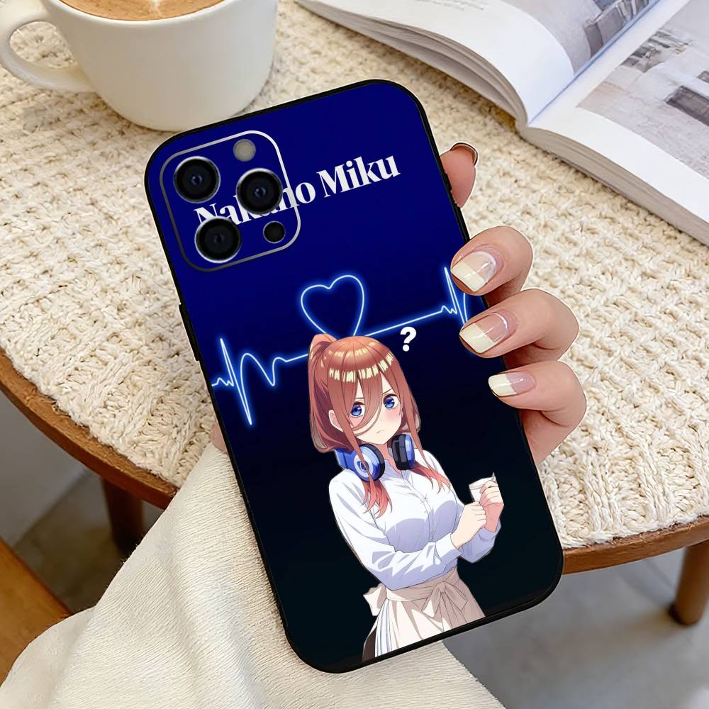 Anime Miku N-Nakano Phone Case For iPhone 17,16,15,14,13,12,11 Plus,Pro Max,XS,Soft Silicone Black Cover