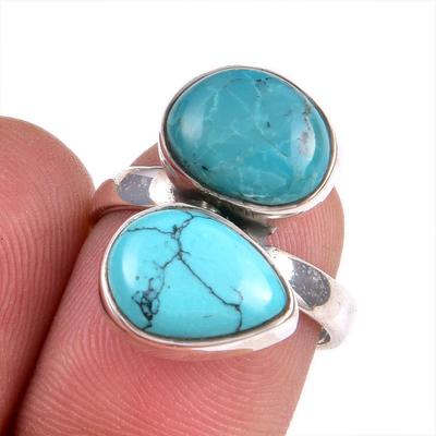 Natural Tibetan Turquoise Gemstone 925 Solid Sterling Silver Gift Ring S.7 p3R91