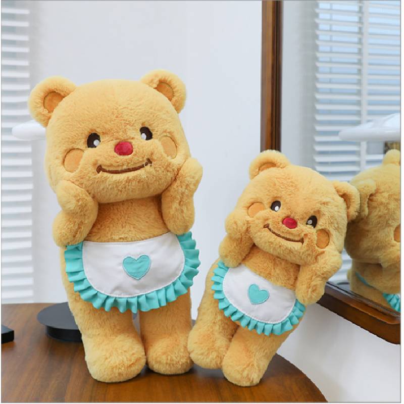Blue Heart Apron Brown Bear Plush Toys Dolls Pillow Children Gifts Birthday