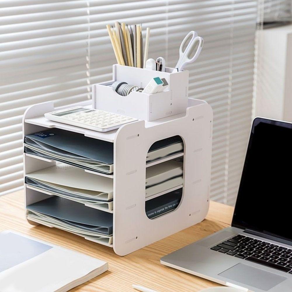 Large Capacity Multi-layer File Storage Rack Space Saving File Holder Desk Organizer  Office