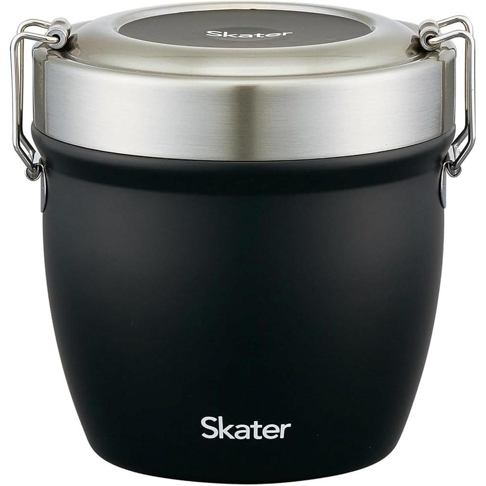 Skater Insulated Bento Box 2-Tier 800ml Large Capacity Stainless Steel Lunch Jar Black