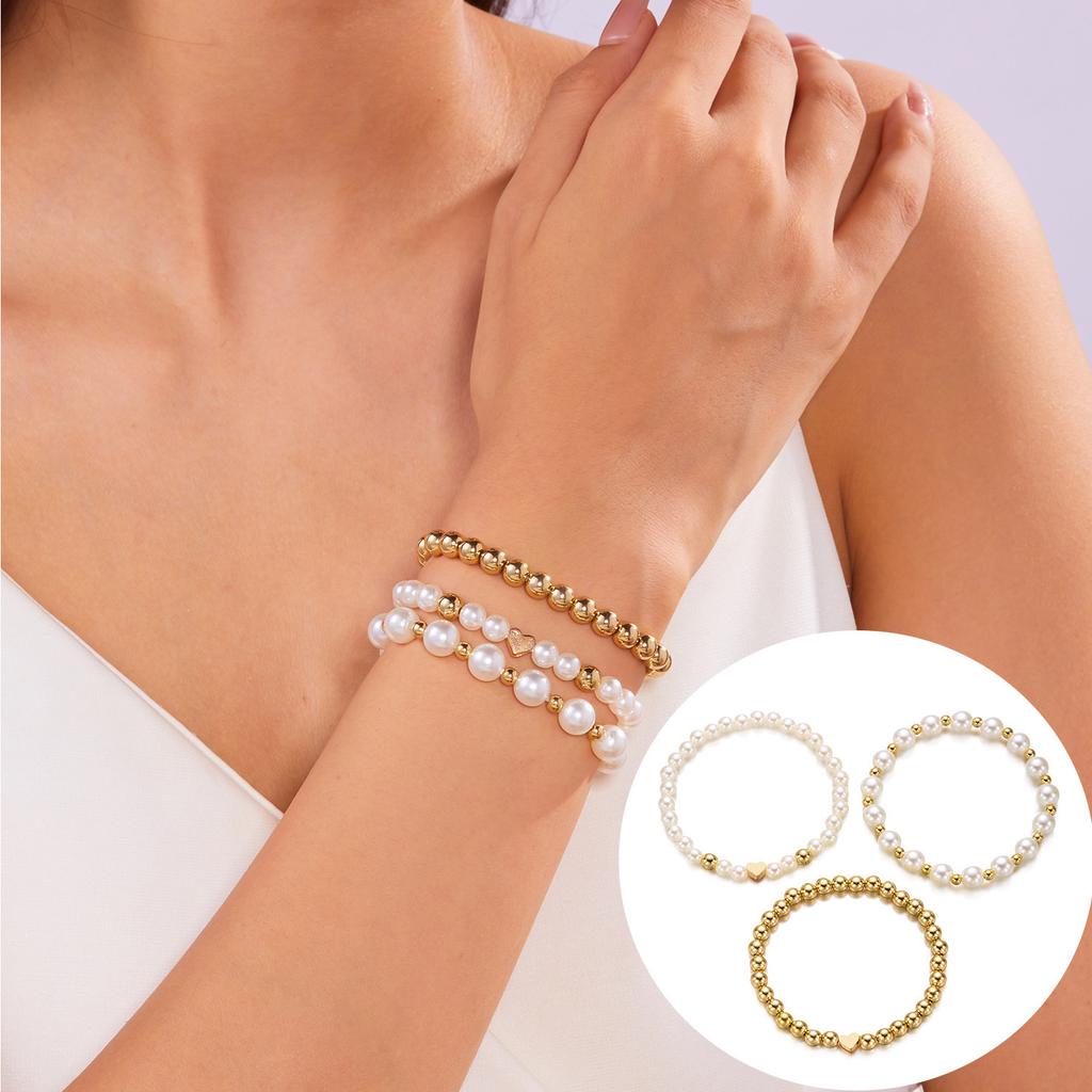 Bracelet women's high sense creative imitation pearl love beaded bracelet fashion stacking combination set bracelet