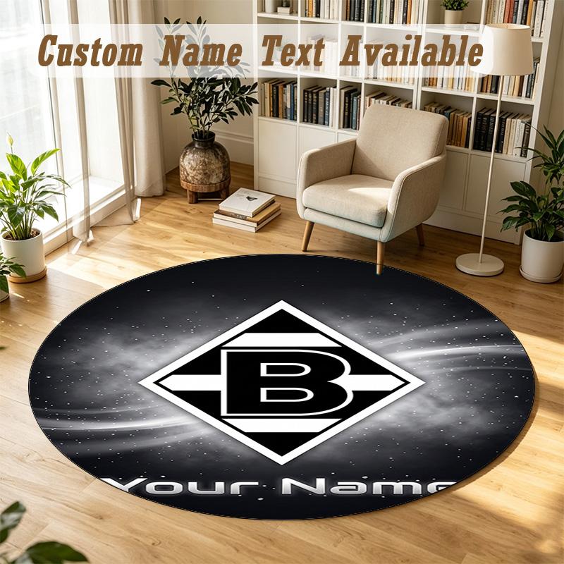 Round Rug Custom NameBorussia Mönchengladbach Pattern Non Slip Carpet Home Floor Decor
