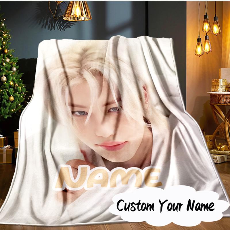 Custom Name K-pop Idol Collage Blanket  Ideal Bedding Blanket Perfect for Travel, Camping, Living Rooms, Offices, Sofas, Fan Christmas Gift