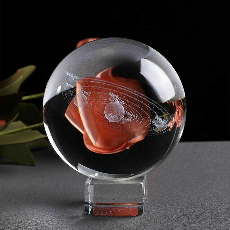 Solar Engraved Laser System Ball 3d Miniature Planets Sphere Glass Globe Decor