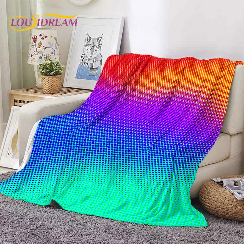 Rainbow Colour Illusion Cartoon Soft Flannel Blankets,Throw Blanket Comfortable Blanket for Picnic Beds Sofa Home Bedroom Gifts
