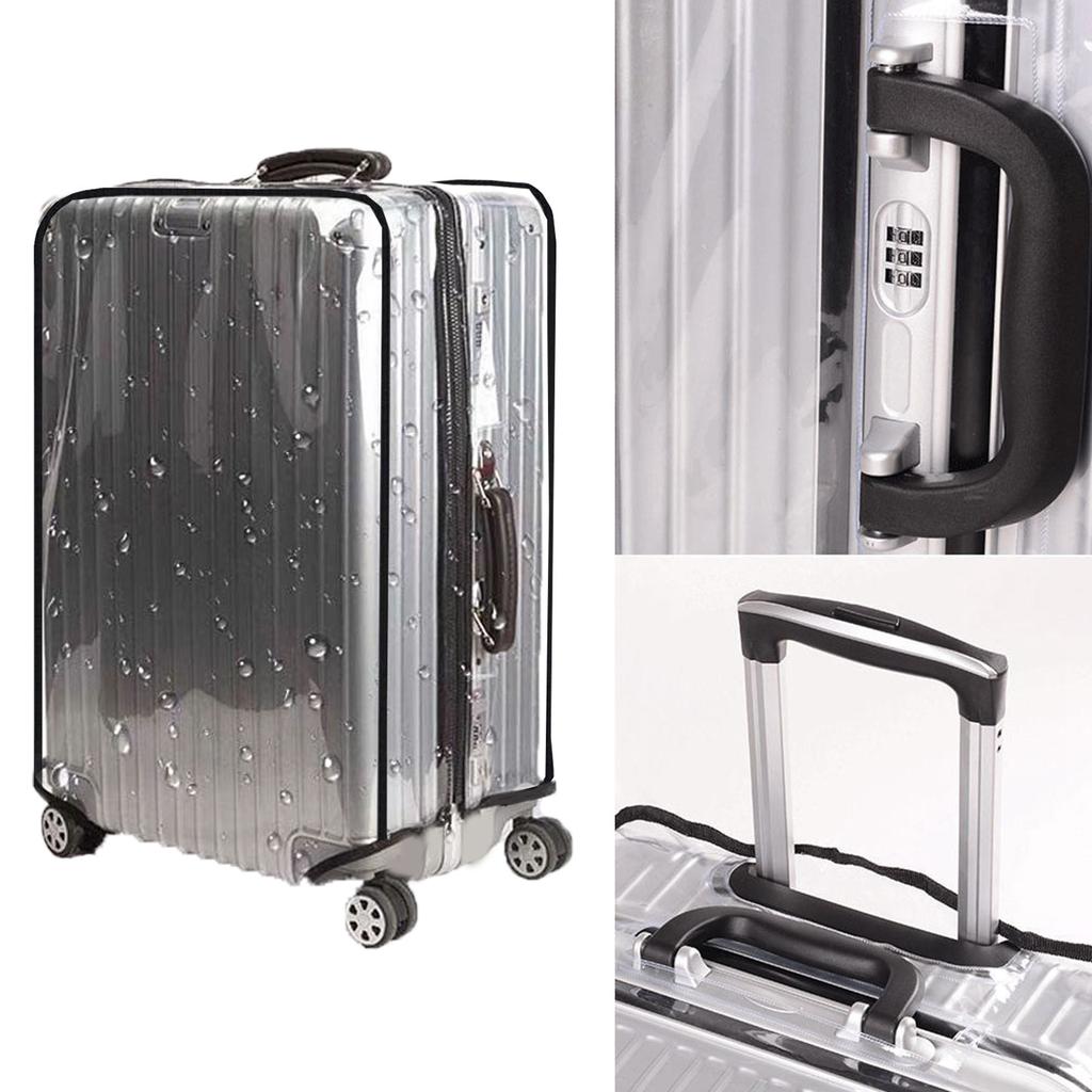 Transparent PVC Luggage Cover Dustproof Protective Case for Travel Suitcase with Adjustable Straps and Waterproof Material Large Size