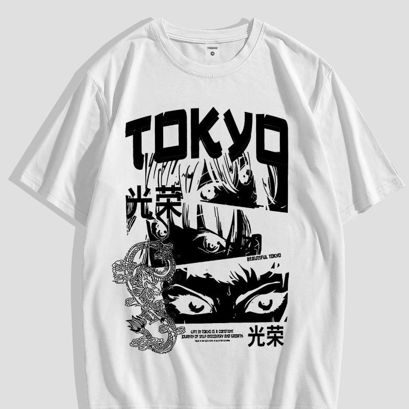 T-shirt Casual Estiva da Uomo con Stampa Anime Stile Y2K Taglia Europea a Maniche Corte