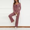 Ladies' Casual And Fashionable Striped Wide-leg Lace-up Suit