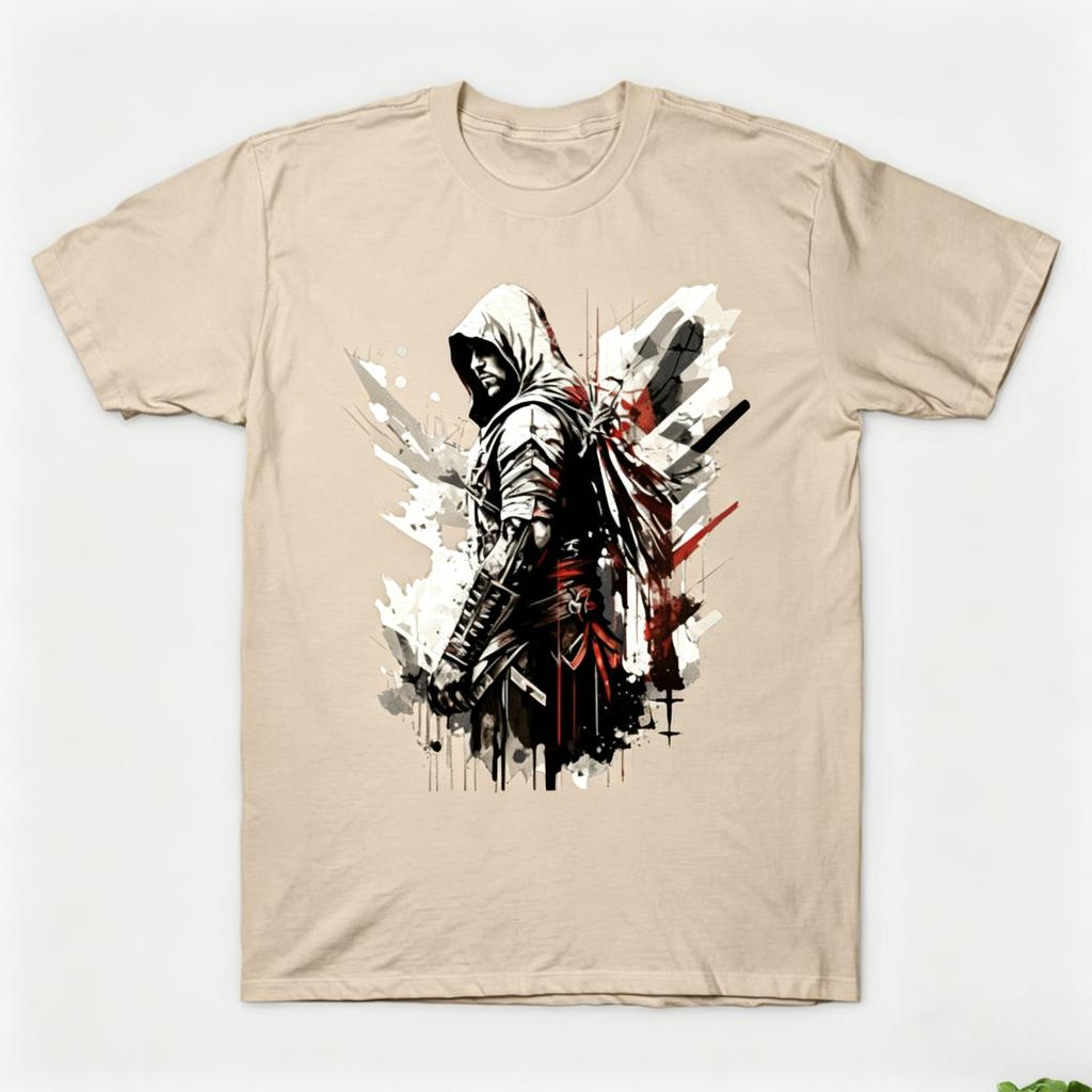 Summer Assassin Creed Black Flag Graphic Men's Cotton T-Shirt Men  Casual Loose Fashion Funny Round