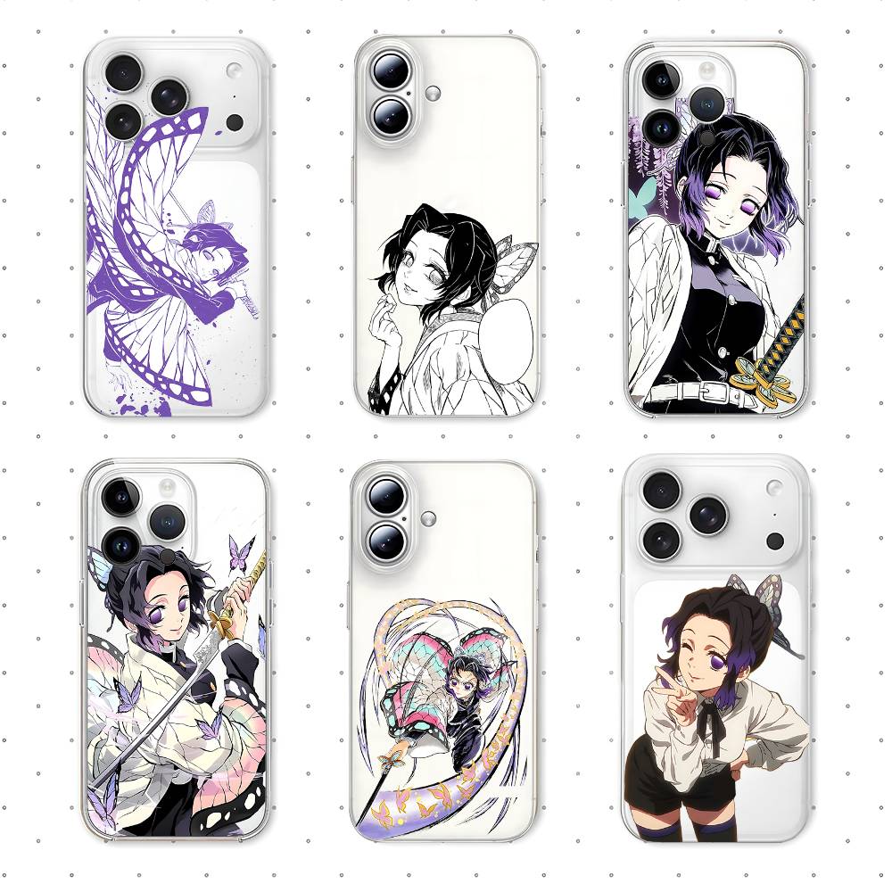 Cute S-Shinobu K-Kochos Phone Case For Iphone17 16 15 11 13 14 Pro Max 7 8 Plus X Xr Xs Max Se2020 12mini Transparent Cov