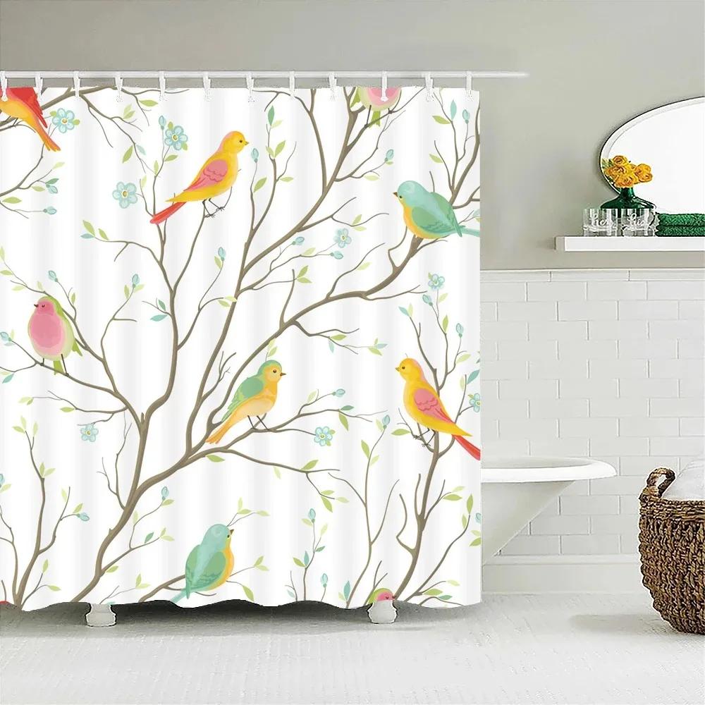 3D Printed Shower Curtains Tree Leaf Flower Plant Bathroom Curtain Waterproof Fabric Curtains Polyester Bath Screen