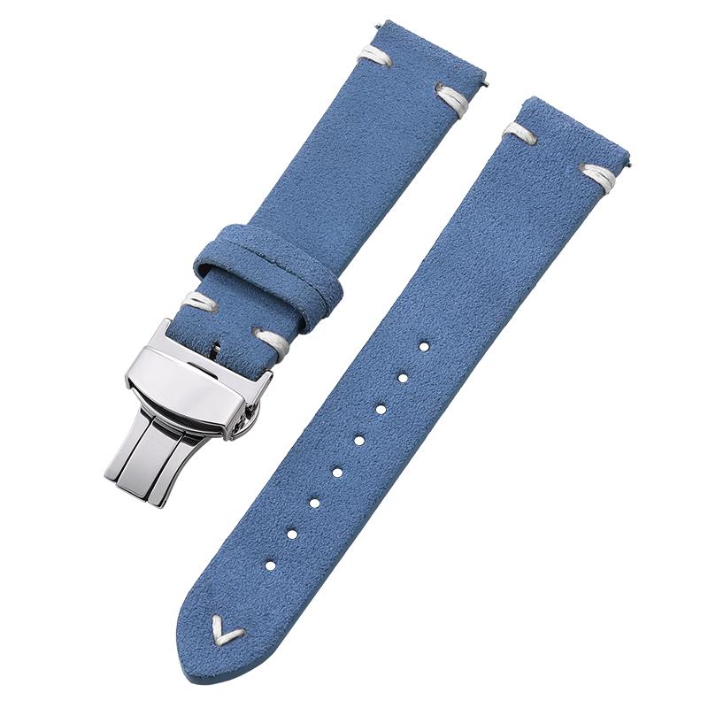 18mm 20mm 22mm Band High Quality Suede Cowhide Strap for Seiko Watchband Butterfly Buckle Wristband Vintage Bracelet Accessories