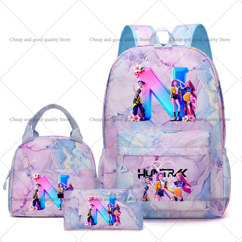 3PCS KPop Demon Hunters Backpack Lunch Bag Set School Bag Pencil Case Girl Back To School Perfect Gift Leisure Mochila Teens Travel Bags