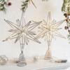 Star Tree Topper Ornament 30cm with LED String Lights for Christmas New Year Festival Party Home Decoration