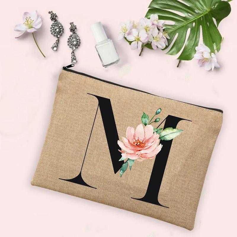 Gift for Her 26 Letter Printing Woman's Make Up Bags Handbags  Makeup Organizers Lovely Casual Travel Toiletry Bags Lipstick Bag