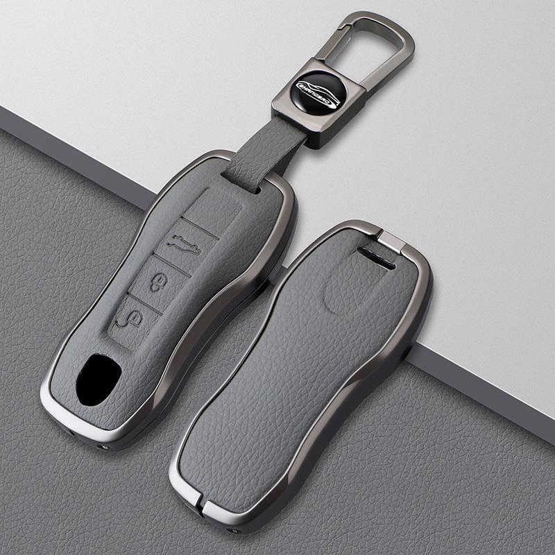 Car Smart Key Case Cover for Porsche New Cayenne Panamera 911 992 Taycan Metal Leather Protect Shell Interior Accessories